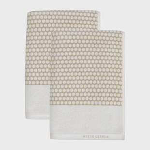 Mette Ditmer Grid gastenhanddoek 38x60 cm 2-pack Sand-off white