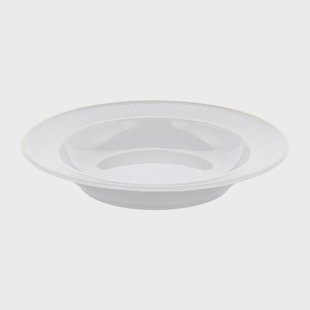 Pillivuyt Plissé diep bord met gouden rand Ø22 cm Wit