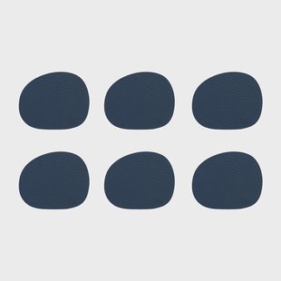 Aida Raw glasonderzetters leer 6-pack Donkerblauw