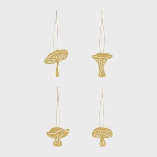Cooee Design Fungi decoratiehanger 4-delig Brass