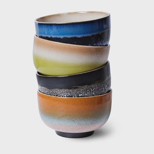 HKliving 70's kom Ø13,5 cm 4-pack Groovy