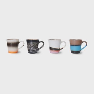 HKliving 70's espresso mok 4-pack Funky