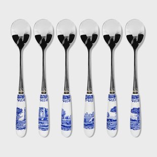 Spode Blue Italian theelepel 6-pack Keramiek-roestvij staal