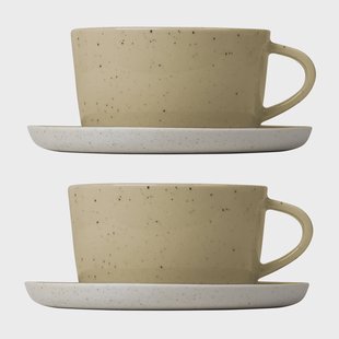 blomus Sablo theekop met schotel 25 cl 2-pack Savannah