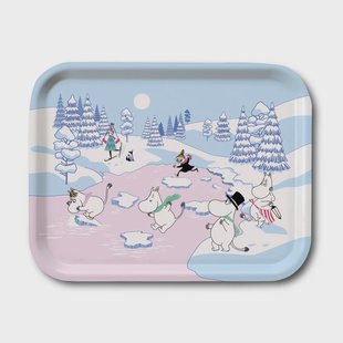 Opto Design Moomin dienblad winter 2022 20x27 cm Blauw-wit-roze
