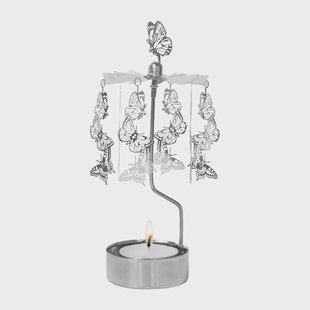 Pluto Design Draaiende waxinelichtjeshouder papillons Zilver