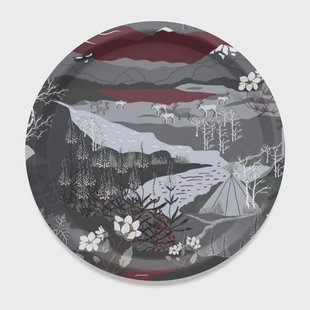 Arvidssons Textil Fjällvandring dienblad Ø31 cm Grijs-wijnrood Arvidssons Textil Fjällvandring dienblad Ø31 cm Grijs-wijnrood