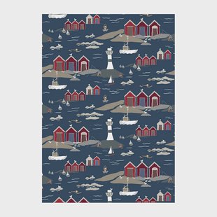 Arvidssons Textil Kust stof Blauw