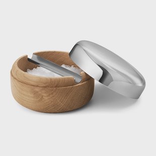 Georg Jensen Alfredo zoutvat Ø8,5 cm Eikenhout-roestvrij staal