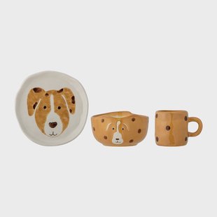 Bloomingville Fenix kinderservies aardewerk 3-delig Hond Bloomingville Fenix kinderservies aardewerk 3-delig Hond