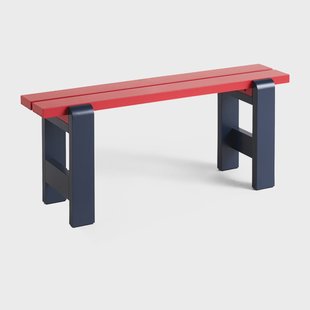 HAY Weekday bank Duo 111x23 cm gelakt sparrenhout Wine red-steel blue