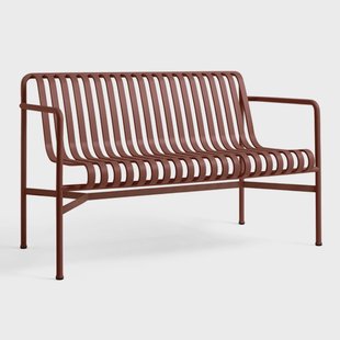 HAY Palissade Dining bank met armleuningen Iron red