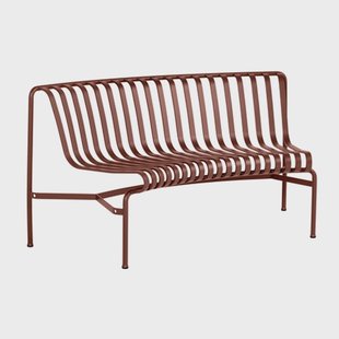 HAY Palissade Dining parkbank met naar binnen gebogen rugleuning Iron red