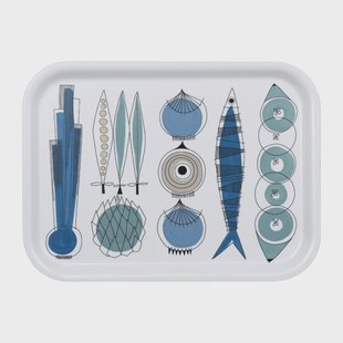 Almedahls Picknick dienblad 20x27 cm Blauw-beige