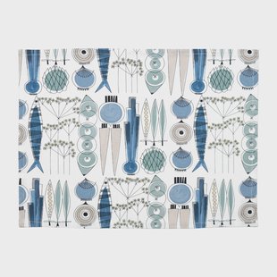 Almedahls Picknick placemat 34x45 cm 2-pack Blauw-beige