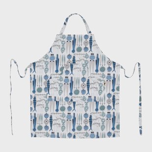 Almedahls Picknick schort klein patroon Blauw-beige