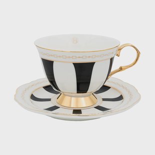 Hilke Collection Strisce Nero kop met schotel 22 cl