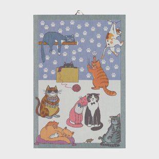 Ekelund Linneväveri Cats fun keukenhanddoek 35x50 cm