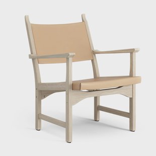 Swedese Caryngo fauteuil Witgepigmenteerd eiken-leer naturel