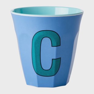 RICE Rice melaminebeker medium letter C 30 cl New dusty blue