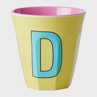 RICE Rice melaminebeker medium letter D 30 cl Yellow