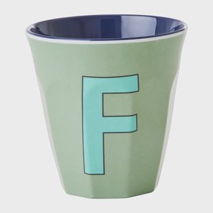 RICE Rice melaminebeker medium letter F 30 cl Khaki