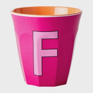RICE Rice melaminebeker medium letter F 30 cl Fuchsia