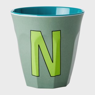 RICE Rice melaminebeker medium letter N 30 cl Khaki