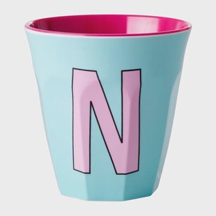 RICE Rice melaminebeker medium letter N 30 cl Mint