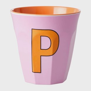 RICE Rice melaminebeker medium letter P 30 cl Pink