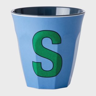 RICE Rice melaminebeker medium letter S 30 cl New dusty blue