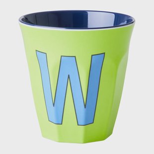 RICE Rice melaminebeker medium letter W 30 cl Lime green