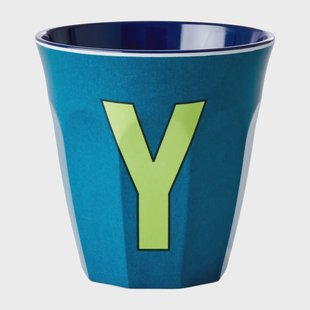 RICE Rice melaminebeker medium letter Y 30 cl Emerald green