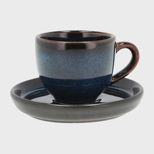 Bitz Bitz espressokop met schotel 7 cl Donkerblauw-zwart