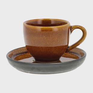 Bitz Bitz espressokop met schotel 7 cl Amber-zwart