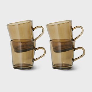 HKliving 70's glassware koffiekop 20 cl 4-pack Mud brown HKliving 70's glassware koffiekop 20 cl 4-pack Mud brown