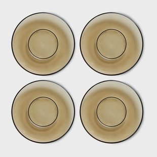 HKliving 70's glassware koffieschotel Ø10,6 cm 4-pack Mud brown