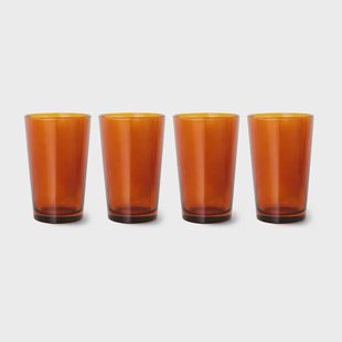 HKliving 70's glassware theeglas 20 cl 4-pack Amber brown