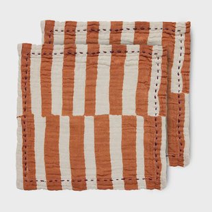 HKliving Striped katoenen servet 30x30 cm 2-pack Tangerine