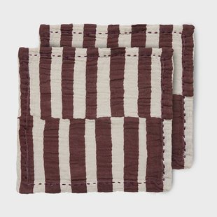 HKliving Striped katoenen servet 30x30 cm 2-pack Burgundy
