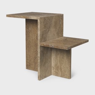 Ferm Living Distinct bijzettafel 59,5x35x50 cm Dark Brown Travertine Ferm Living Distinct bijzettafel 59,5x35x50 cm Dark Brown Travertine