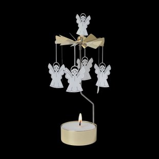 Pluto Design Draaiende waxinelichtjeshouder Singing angel Goud