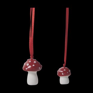 Pluto Design Paddenstoel kerstboomhanger 2 st. Wit-rood