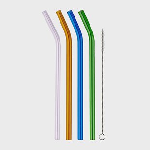 Muurla Muurla rietje glas 4-delig afwasborsteltje Multi Muurla Muurla rietje glas 4-delig + afwasborsteltje Multi