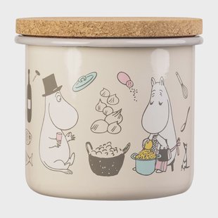 Muurla Moomin emaillen pot met kurkdeksel 1,3 l Bon Appétit