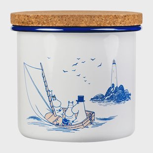 Muurla Moomin emaillen pot met kurkdeksel 1,3 l Sailors