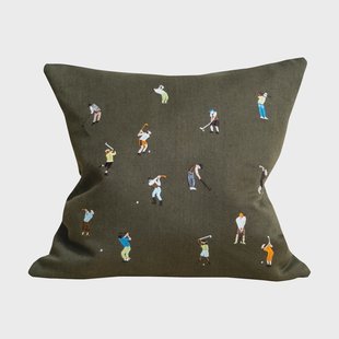 Fine Little Day Golfers kussenhoes 48x48 cm Green