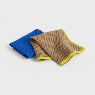 HAY Canteen vaatdoekje 31x31 cm 2-pack Blue/fuchsia-Beige/yellow