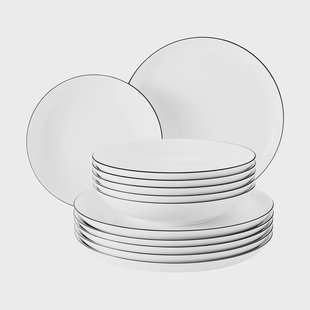 Seltmann Weiden Lido black line serviesset 12-delig Wit met zwarte rand