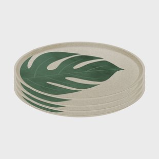 Koziol Connect bord Ø25,5 cm 4-pack Monstera leaf